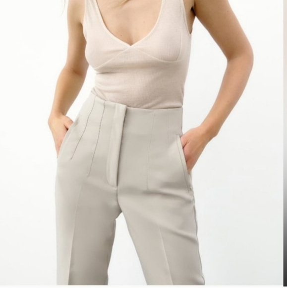 Zara * high waisted cream pants bloggers favorite - Picture 15 of 16